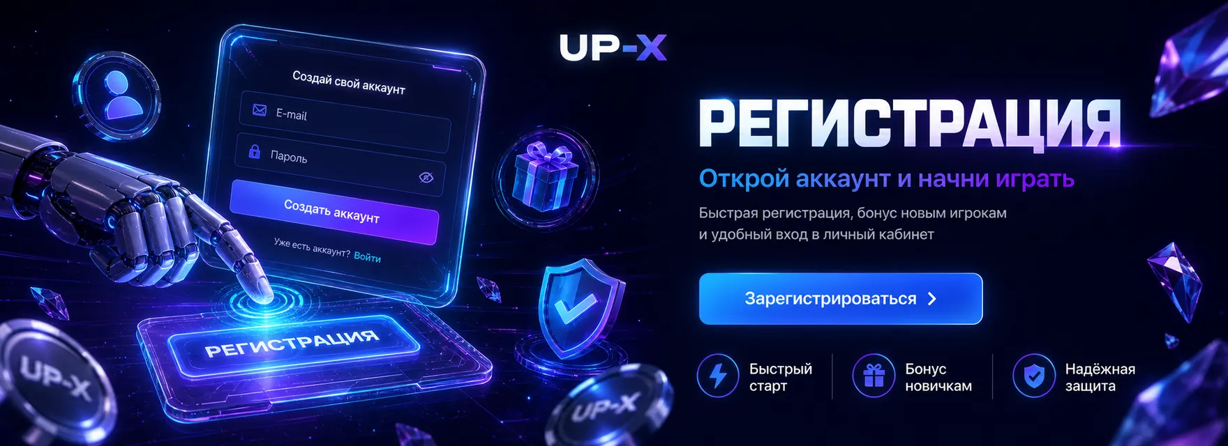 Процесс регистрации в UP-X Casino